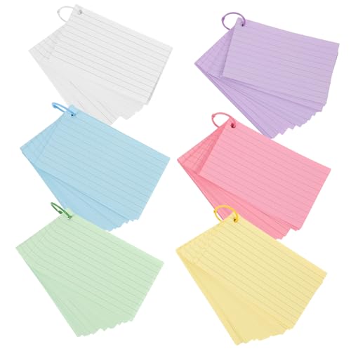 HOODANCOS インデックスカード色 穴あきメモノート バインダーリング付きポータブルフラッシュカード 学習 オフィス用便利アイテム 入り