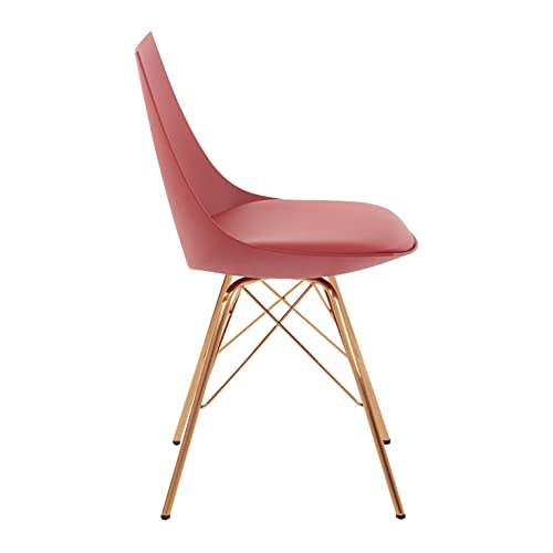 OSP Home Furnishings Oakley Mid-Century Modern Bucket Dining Chair with Faux Leather Padded Seat, Desert Rose by OSP Home Furnishings - Used condition - Image 4