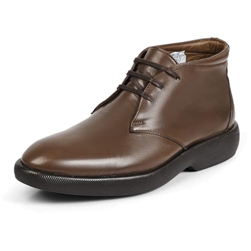Image of Opananken Men's Casual Leather Boots - 100% Genuine Leather, Lace-Up Design, Comfort Air Latex Insole, Odor Control, Lightweight, Flexible, Durable Sole for All-Day Walking or Work Use