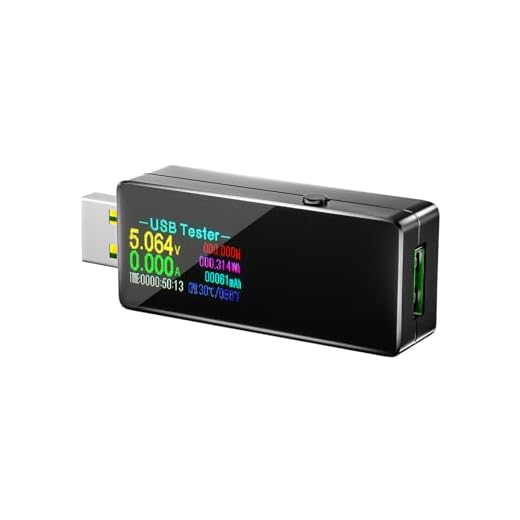 Eversame USB Digital Power Meter Tester Multimeter Current and Voltage Monitor, DC 5.1A 30V Amp Voltage Power Meter, Test Speed of Chargers, Cables, Capacity of Power Banks-Black