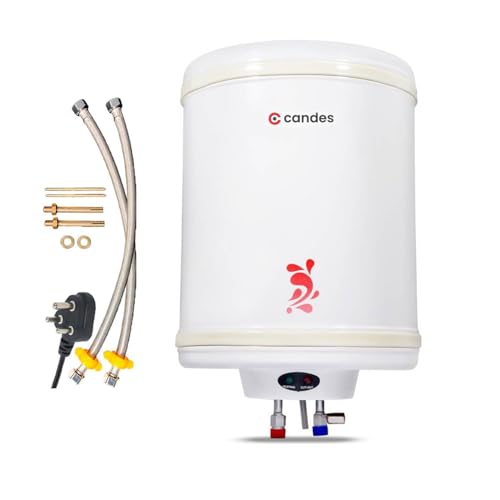 Candes Geyser 15 Litre Water Heater - 1 Year Warranty, 5 Star Rated Automatic Storage, 2KW - Perfecto (Ivory), Wall Mounted