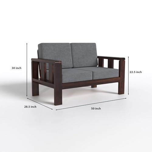 Image of Sheesham Wood 2 Seater Sofa Set | Living Room | Walnut Finish | Premium Solid Wood Design | Elegant Durable Finish | Drawing Room | Without Pillow