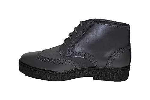 Rockers British Style Playboy Wing Tips Men's Leather Boots Shoes Dark Gray 5613 (Wide4