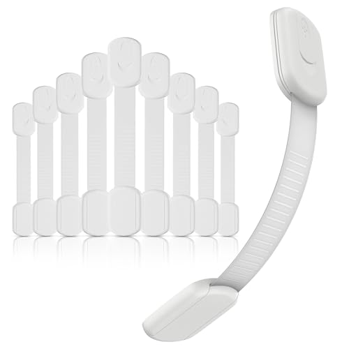 Lake Storm® Cupboard Locks for Children - 10 Pack | Child Safety Locks for Kitchen Cupboards | Baby Proofing Cabinet Drawer Locks | No Drilling | 3M Adhesive | Extra Strong | 4 Extra Stickers