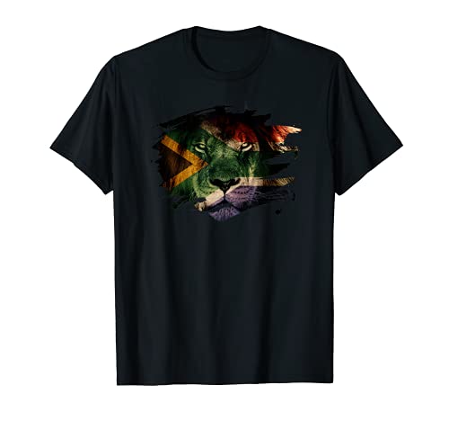 South Africa Flag and African Lion Picture - African Pride T-Shirt