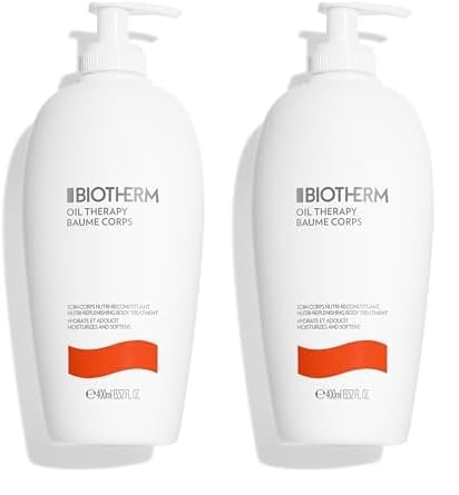 Biotherm Oil Therapy Baume Corps Bodylotion, mit wertvollen Ölen, für intensive Feuchtigkeitspflege, Körperlotion speziell für raue und trockene Haut, nährende Skincare, 400 ml (Packung mit 2)