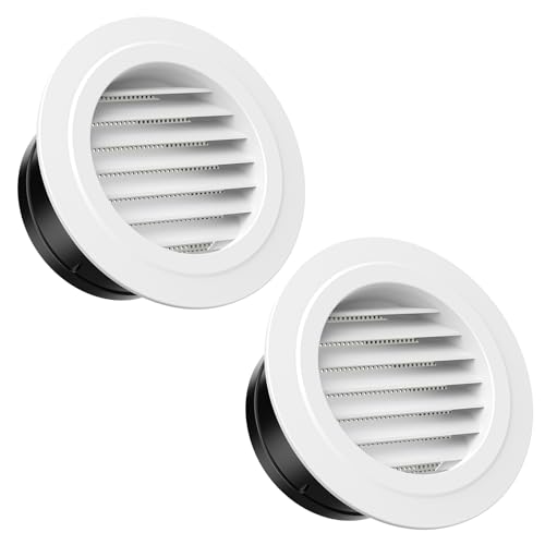 HG Power 6 inch Vent Cover, 2-Pack Soffit Vent, ABS Louver Soffit Exhaust Vent with Built-in Screen Mesh for Bathroom, Kitchen, Attic, Garage Ventilation, White - Opening Size5.71"