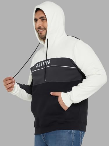 Image of AUSTIVO Men's Multi Full Sleeve Printed Hooded Plus Size Sweatshirt