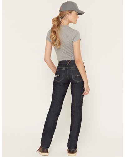 Image of ARIAT Women's Rebar Mid Rise Durastretch Raven Rinse Work Straight Jeanss Blue 30 SHT