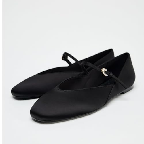 MRKEWUNEY Elegant Ballet Flats for Women Buckle Strap Mary Jane Round Toe Ballet Flats2