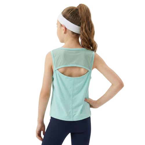 Image of WELAKEN Girls' Athletic Tank Top - Mesh Open Back Sleeveless Sports Shirt for Active Kids,Black,4T