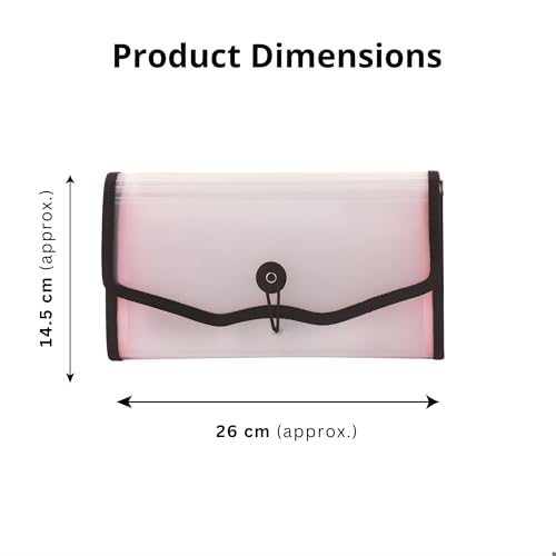 Image of Polen Expanding Cheque Book Holder Case, 13 Pocket Transparent Passbook Holder /Bill Folder /Passport /Memo Card /Cash Storage Pouch Organizer with Elastic Closure.(Black)