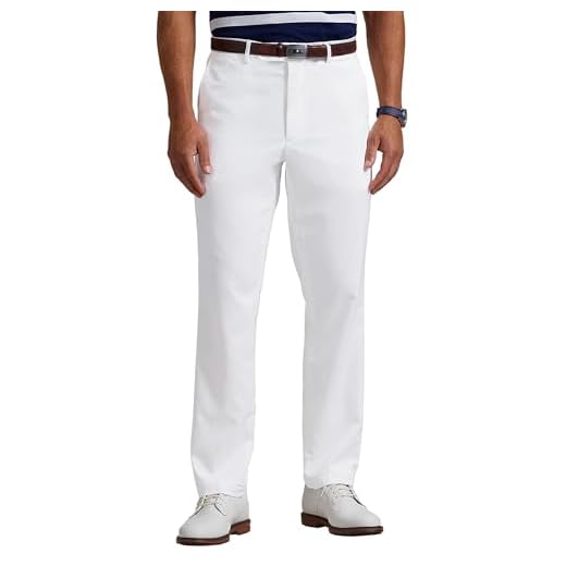 Calça social masculina slim fit frente lisa para homens com cintura expansível oculta, calça de terno casual, Branco, 43W x 32L