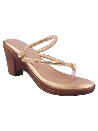 Image of TRYME Gorgeous Wedge Slip On Sandal Embellished Rhinestones Strap Platform Party Heels For Womens & Girls