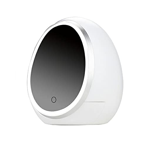 Makeup Organizer Cosmetic Storage Box Home Desktop Organize Large Capacity Lipstick Skin Care Products Makeup Mirror with Mirror Makeup Jewelry Organiser (Color : White)