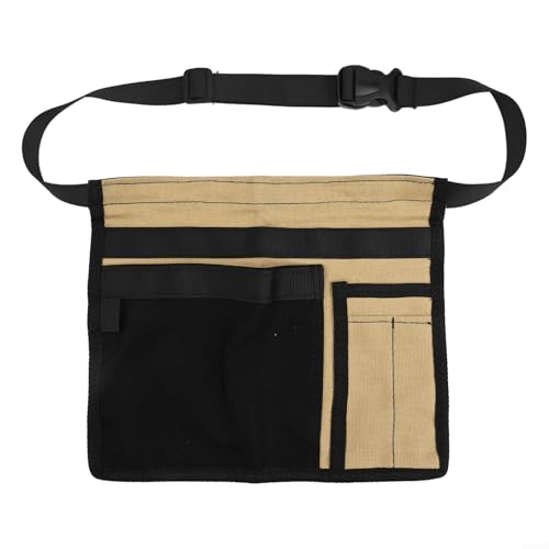 SMZhomeone Cinturón de herramientas profesional con 6 bolsillos, delantal de trabajo de lona, correa ajustable para carpinteros, electricistas, fontaneros, trabajadores de la construcción (color negro