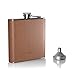 Petaca de acero inoxidable LARS NYSØM con embudo y estuche extraíble de piel sintética 175 ml
