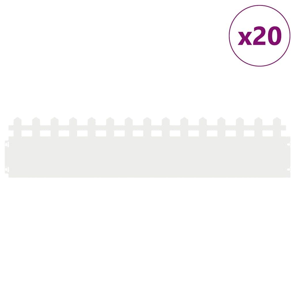 Lot de 20 bordures de gazon en acier 103 x 0,05 x 22 cm