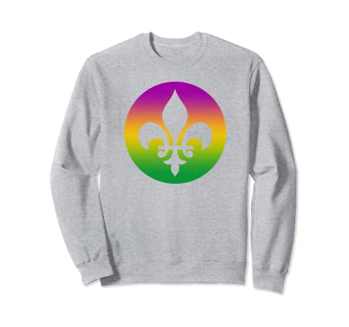 Mardi Gras Carnaval Retro Puesta de sol Fleur De Lys Cajun Festival Sudadera