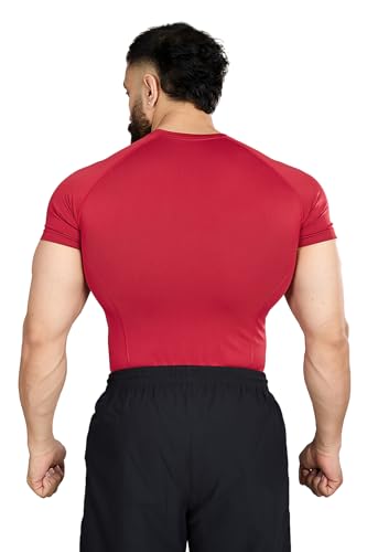 Image of FUAARK Nylon Seamless Compression Half Sleeves Dry Fit T-Shirts for High Performance in Gym