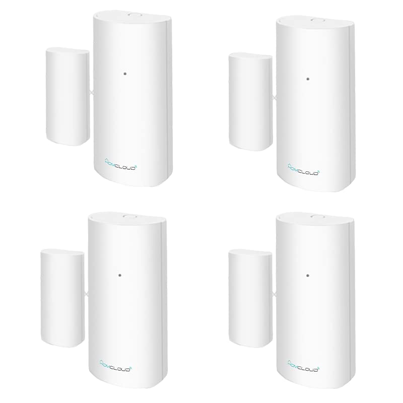 Sensore Porte&Finestre Zigbee a contatto magnetico, 4-Pack, sistema di allarme di sicurezza intelligente, controllo APP, funziona con Alexa/Google Home, batterie incluse