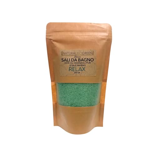 Naturalbiogreen Sales de baño con aceites esenciales puros y sal marina Relax, 350 g
