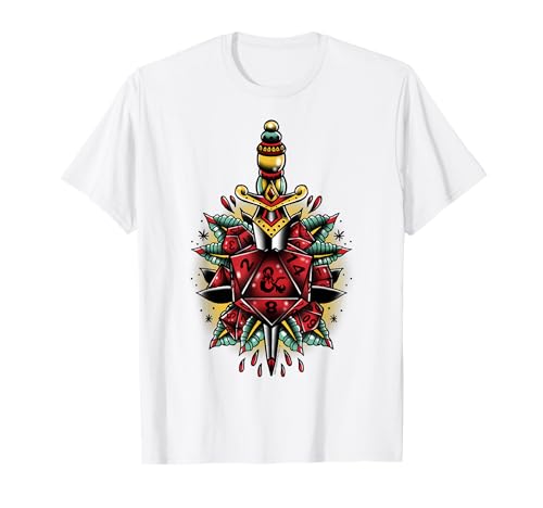 Dungeons & Dragons Dagger And Dice Tattoo Style Art T-Shirt