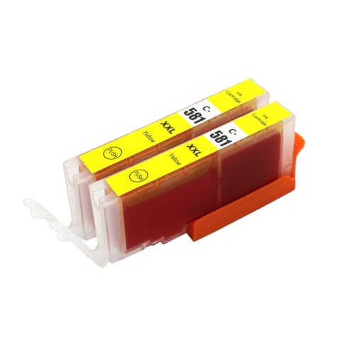 Go Inks Compatible CLI-581XL Yellow Ink Cartridge – 2 Pack for Canon PIXMA Printers – 12ml – 581 XL - High Yield – 2x Yellow