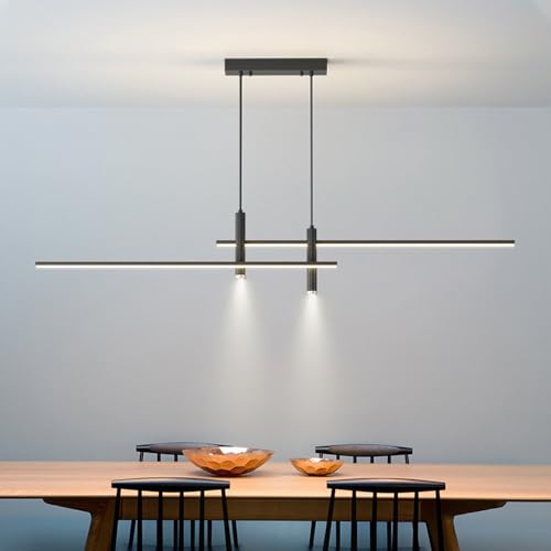 Luz de Colgante Lineal de araña Lineal para el Comedor Negro para la Isla de Cocina, el led, Colgante, la iluminación Colgante de Tiras largas de Oro contemporáneo para restaurantes de Granja Bar de