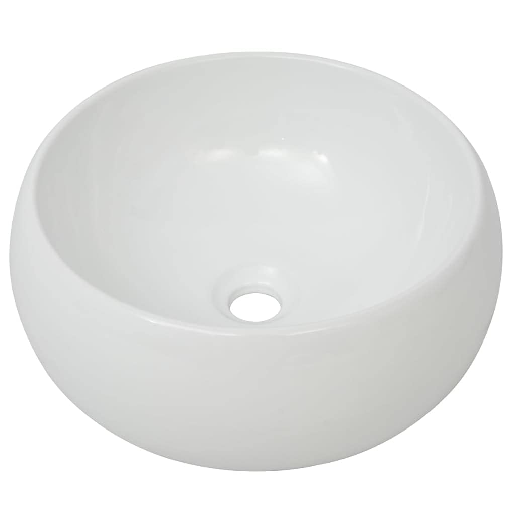 Dębowy brązowy ceramiczny zestaw mebli łazienkowych z okrągłą umywalką i regałem ściennym, 2-częściowy zestaw mebli łazienkowych ceramika dąb brązowy z półką ścienną do łazienki