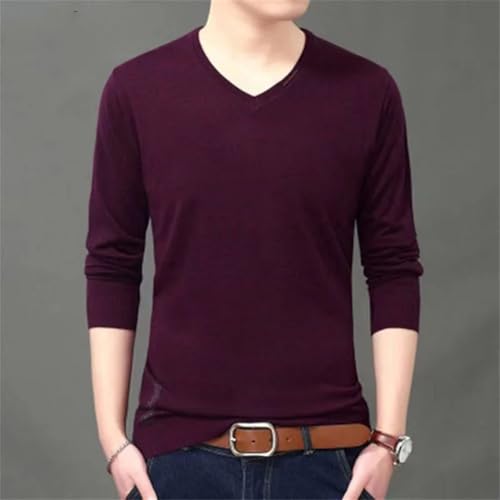 Men's V-Neck Thin Knit Pullover Sweater Long Sleeve Oversized Casual Lightweight Jumper Tops3
