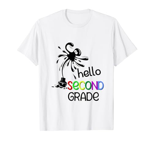 Hello Second Grade Team 2nd Grade Back to School T-shirt para professores, criança,, Branco, S