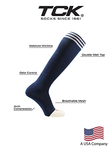 Image of TCK Striped Soccer Socks for Kids, Youth & Adults - Over the Calf Tube Socks for Men & Women, Baseball & Football Team Sports