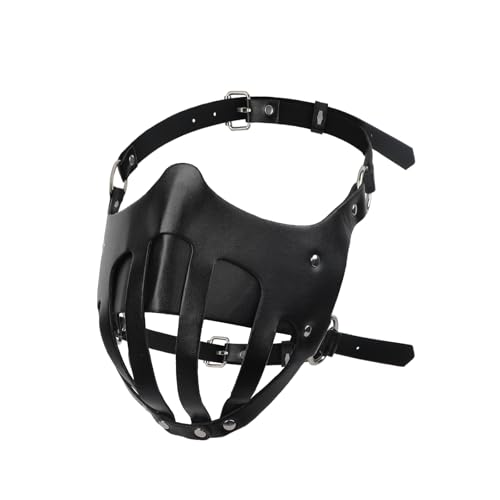 FakeFace Masque en Faux Cuir Homme Femme Masque Sexy Gothique Demi-Visage Noir Accessoires de Déguistemnt pour Cosplay Halloween Carnaval Bal Fête