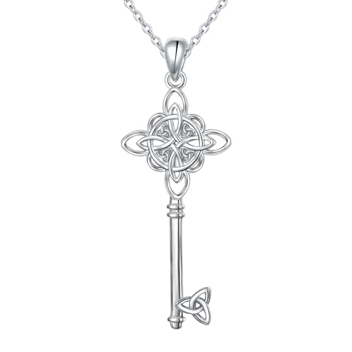 DAOCHONG 925 Sterling Silver Good Luck Irish Jewelry Celtic Knot Pendant Necklaces for Women
