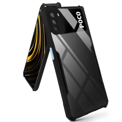 Image of Jkobi Back Cover Case for Poco M3 (Shockproof with Polycarbonate Clear Panel | Professional Black)