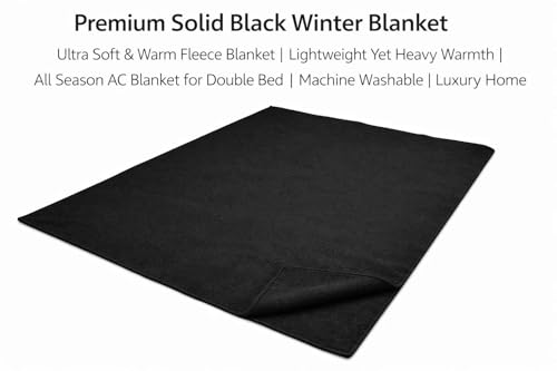 Image of Prozone Premium Solid Dark Black Donation Winter Blanket | Ultra Soft & Warm Fleece Blanket | | All Season AC Blanket for Double Bed | Machine Washable | Luxury Home Bedding (2)