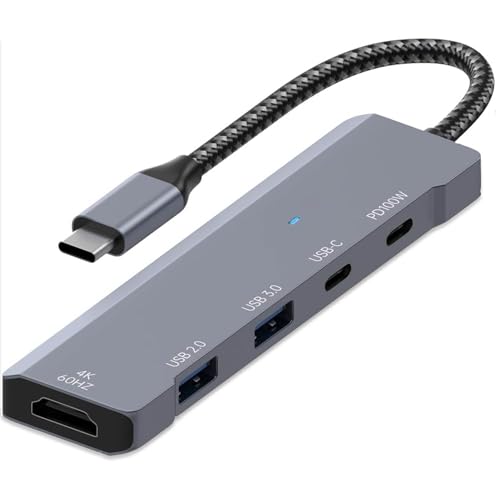 VIENON USB C Hub, USB C to HDMI Adapter 4K@60Hz, USB Type C Adapter Dongle with 100W PD, 5Gb USB-A...