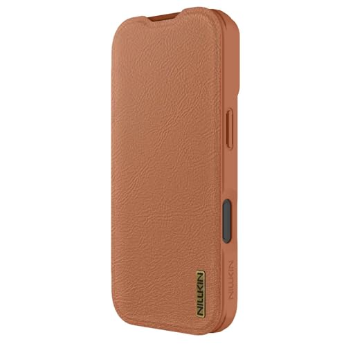 Image of PRITO Nilkin Wallet Flip Case for iPhone 17 with Card Slot and Camera Slider, PU Leather Case Cover, All-Around Protection (Brown, iPhone 17)