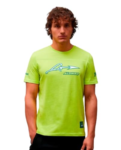 KIMOA - Camiseta Fernando Alonso 2024 - Aston Martin F1 - Camiseta de Manga Corta Hombre - Algodón Reciclado, Color Lima, Talla XXL
