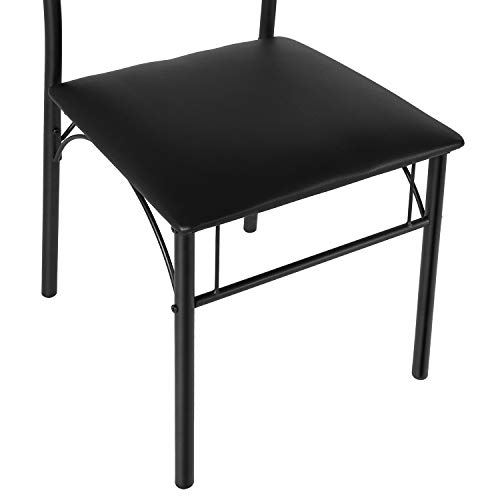 VECELO Dining Set Industrial Style 3 Pieces Kitchen Wood Table 2 Chairs with Metal Legs，Retro Brown and Black