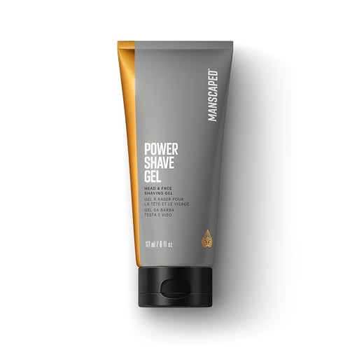 MANSCAPED® Power Shave Gel, Men’s Soothing Head & Face Shaving Gel, with Witch Hazel & Gentle Liquid Exfoliants to Help Defend Against Irritation, Ingrown Hairs & Razor Bumps, 6 fl oz