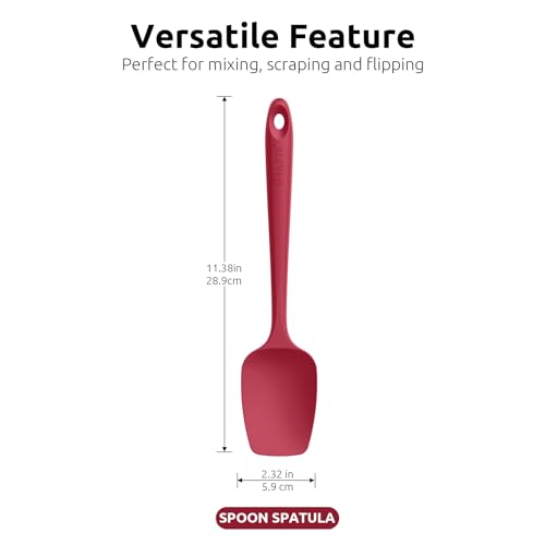 Image of U-Taste Silicone Cooking Spoon Spatula: 600ºF Heat Resistant BPA-Free Flexible Rubber Spoonula, Nonstick Mixing Scooping Kitchen Baking Scraper Utensils Set of 3 for Pan, Pot, Bowl (Colorful)