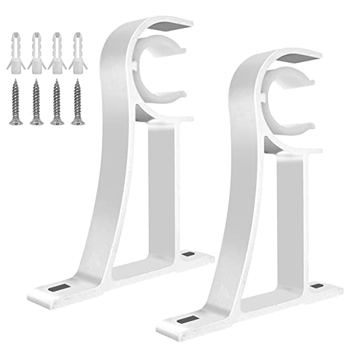 TOKPLNU Lot de 2 supports de tringle à rideaux robustes en métal blanc pour tringle à rideaux de 28 à 35 mm