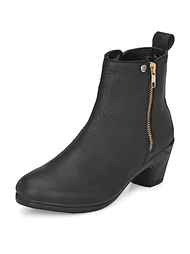 Image of EL PASO Women's Black Faux Leather Rugged Casual Boot-5