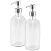 16-Ounce Clear Glass Boston Round Bottles w/Stainless Steel Pumps (2 Pack), Great for Essential Oils, Lotions, Liquid Soaps