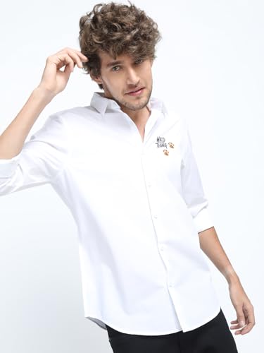 Image of Highlander Men's Slim Fit Casual Shirt | Solid Pattern | Comfortable Fabric | Long Sleeves | Regular Collar | Casual Shirt for Men