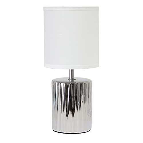 Lámpara de mesa moderna cromada con pantalla blanca, 11.61 in