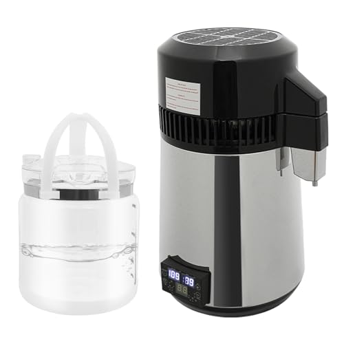 800W Máquina de tratamiento de agua, agua destilada, máquina de agua pura destilador de acero inoxidable con apagado automático, protección contra sobrecalentamiento, flujo de producción 37,2 oz/h