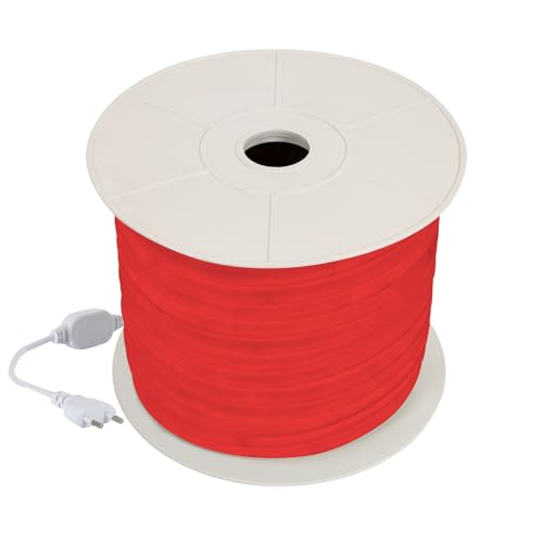 LEDKIA LIGHTING Ruban LED Néon Dimmable 220V BOBINE 50m Rouge Circulaire 360 9W/m Coupe 100cm IP67 Rouge